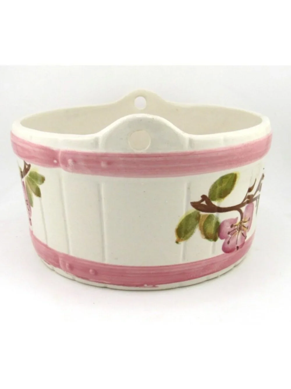 Vtg Hand Painted Floral Pottery Planter Vase Pot Portugal FTD Cottagecore